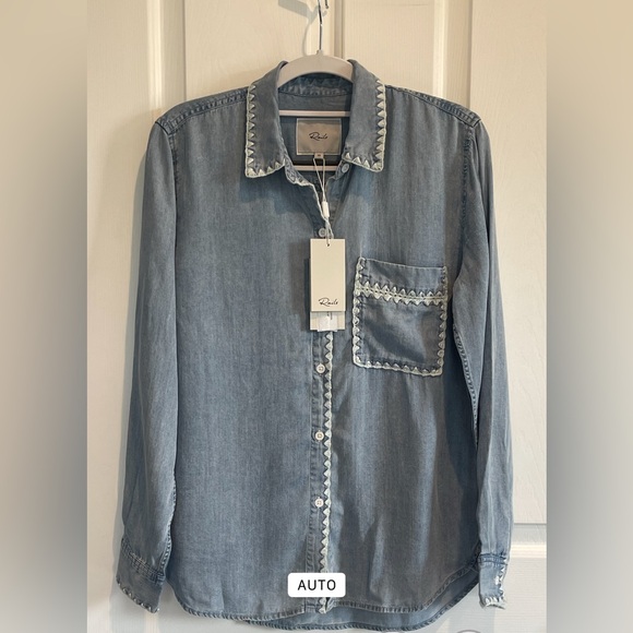Rails Saya Button Up Tencel Shirt With Embroidered Details XS NWT - Picture 13 of 14